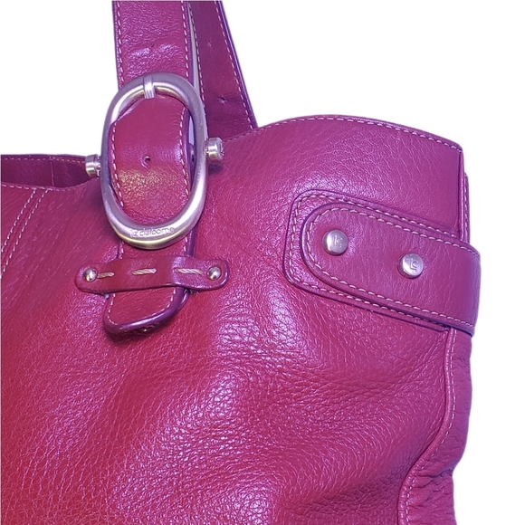 LIZ CLAIBORNE Vintage Liz Claiborne Genuine Red Leather Shoulder Bag 1980's EUC - Picture 4 of 14